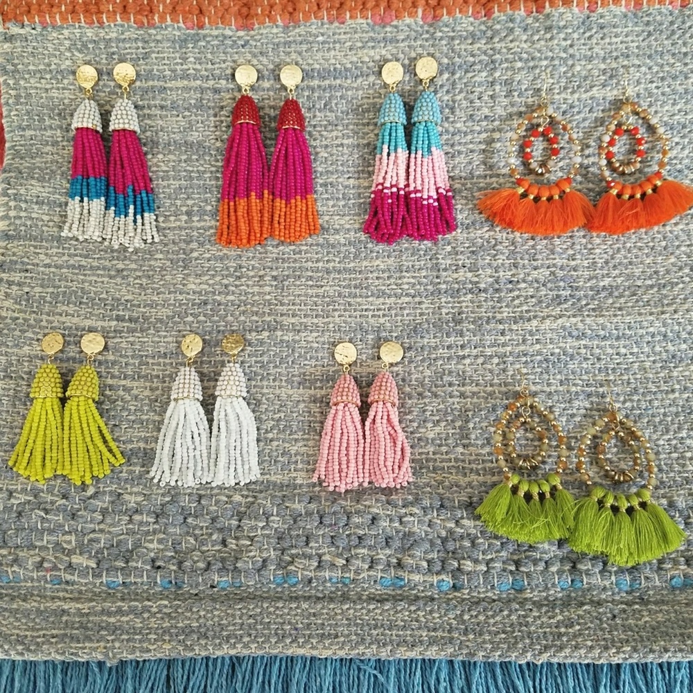 Bohemian Style Beaded Tassel Earrings - Picture 2 of 6